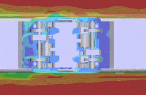 Figure 1 Motorised bogies bottom view (aerodynamic investigation)