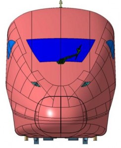 Figure 2 Vehicle front view; bogies well integrated in vehicle shape