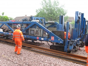 Track laying machine working on Airdrie-Bathgate line_1