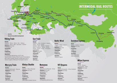 Map of intermodal rail routes