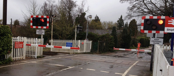 New half barriers at Shiplake level crossing   