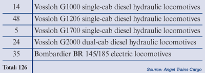 Table 2: Angel Trains cargo fleet, September 2004