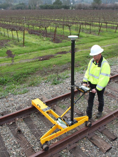 Surveying with GRP 1000 from Amberg Technologies: collection of horizontal track location, top of rail elevation, gauge and super-elevation in one process