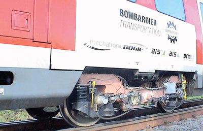 Figure 7: Mechatronic bogie under the test train at the private test centre in Wegberg- Widenrath