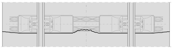 Figure 4: Schematic representation of a crack along a RHEDA 2000 bi-block sleeper