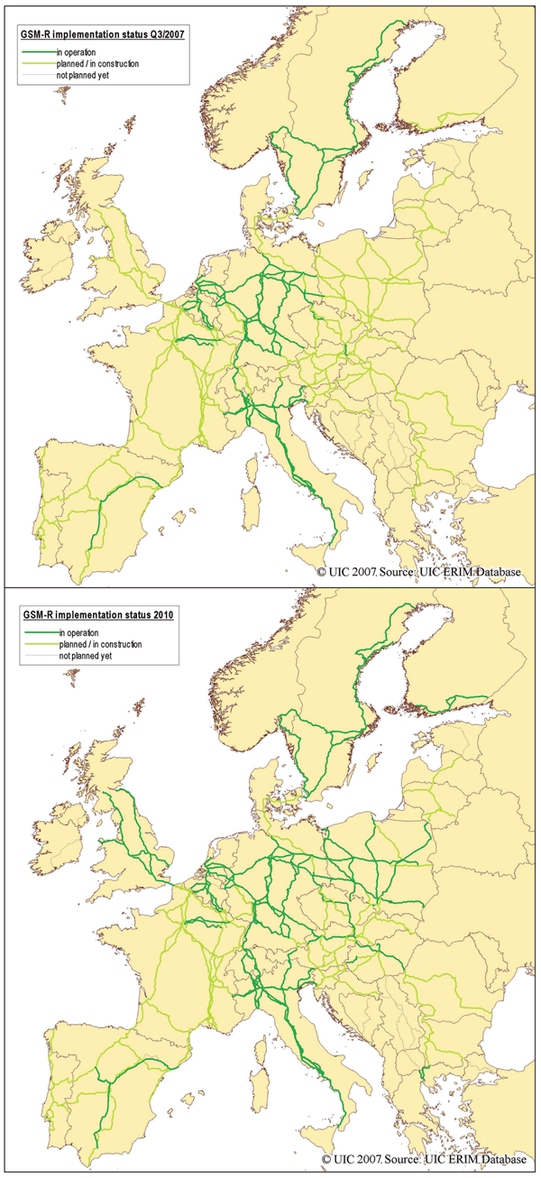 Figure 2: A 2007 / 2010 prediction for European corridor coverage