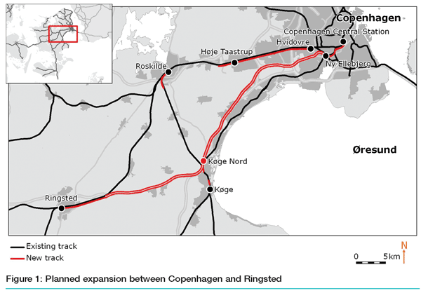 Figure 1: Planned expansion between Copenhagen and Ringsted