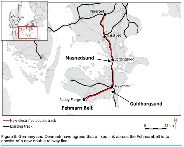 Figure 5: Germany and Denmark have agreed that a fixed link across the Fehmambelt is to consist of a new double railway line