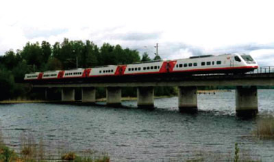 Figure 2: Finnish Pendolino trainset running between major cities at a maximum speed of 200 km/h