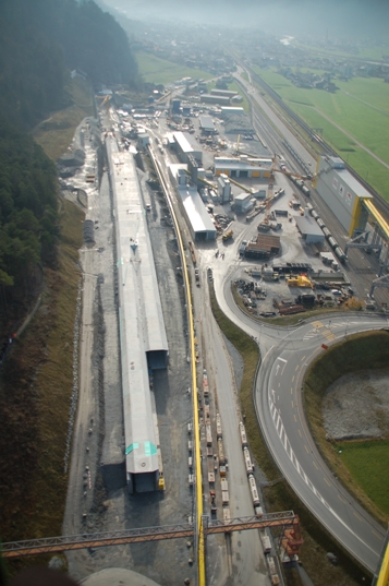 Erstfeld surface installations site with the two cut-and-cover tunnels