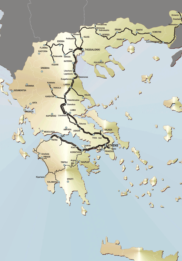 Figure 1: Map of Greek Railway network