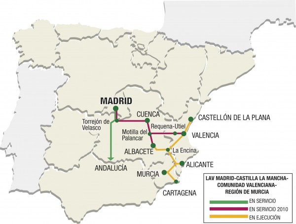 A map of the high-speed route