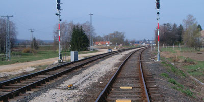 Figure 1: A section of the railway line between the Slovenian and Hungarian border - this picture shows the approach to Zalalövő station