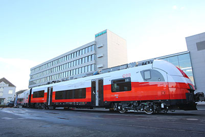 The commuter trains have six doors on each side; the regional trains, four