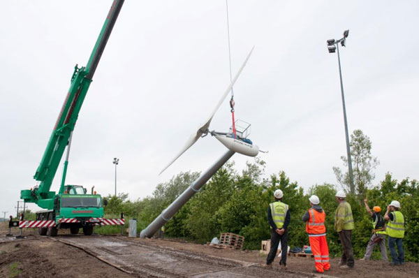 11-kilowatt high-efficiency turbine is installed at Horwich Parkway