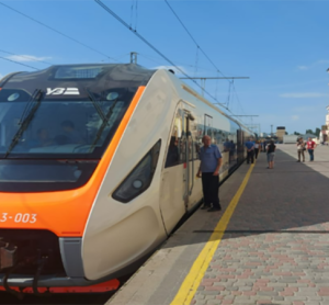 A Ukrainian Railways locomotive