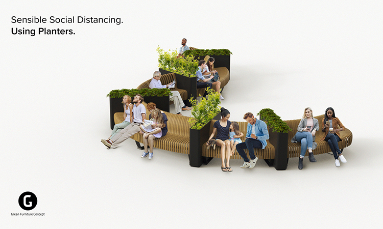 Sensible social distancing using planters and dividers