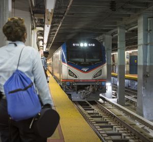 Passengers waiting for an Amtrak train in New York