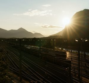 Sunsetting on rail tracks