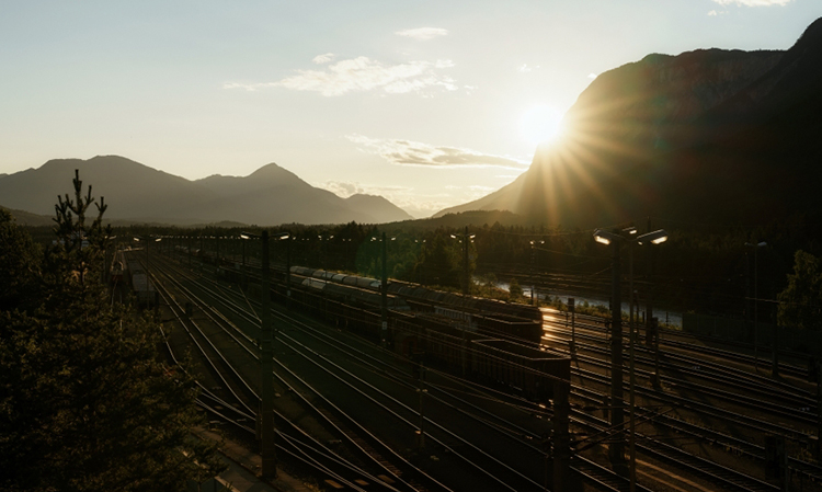 Sunsetting on rail tracks