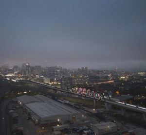 HS2's 'Curzon No.2 Viaduct' in Birmingham at dusk