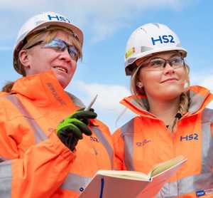HS2 workers looking off into the distance