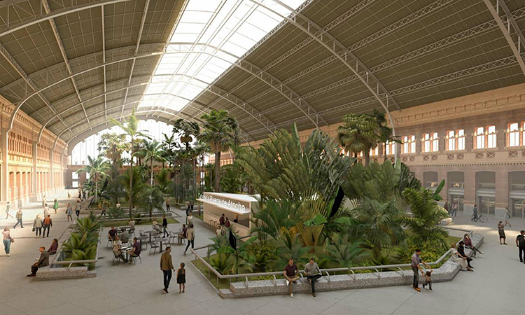 Refurbishment of the access to the historic Atocha station from Plaza de Carlos V.