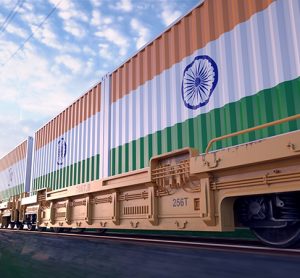 An Indian exports freight train