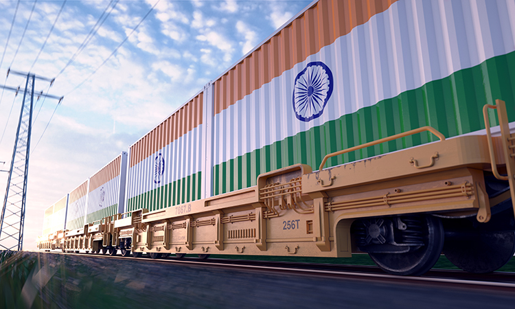 An Indian exports freight train