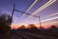 Train at the sunrise