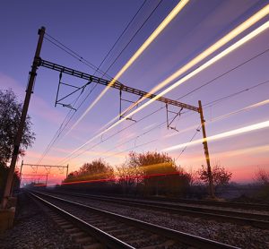 Train at the sunrise