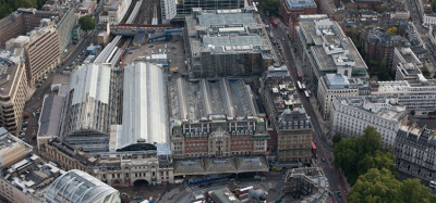 Aerial view of London Victoria station
