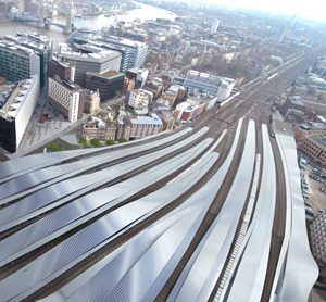Aerial view of the new London Bridge station