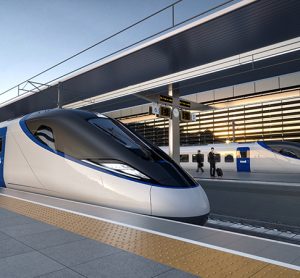 Artists impression of an HS2 train at a platform v2