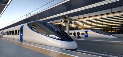 Artists impression of an HS2 train at a platform v2