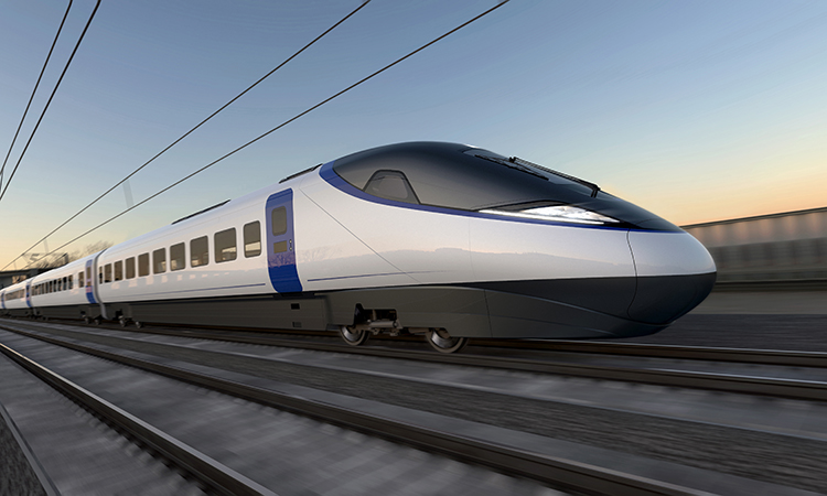 Artists impression of an HS2 train from the side