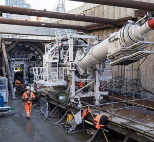 Assembly of HS2 TBM 'Lydia' at Atlas Road, London.