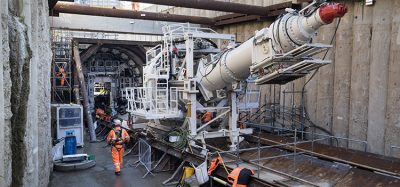 Assembly of HS2 TBM 'Lydia' at Atlas Road, London.