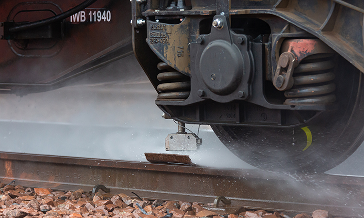 Water Jetting in action - Rail Head Treatment Train