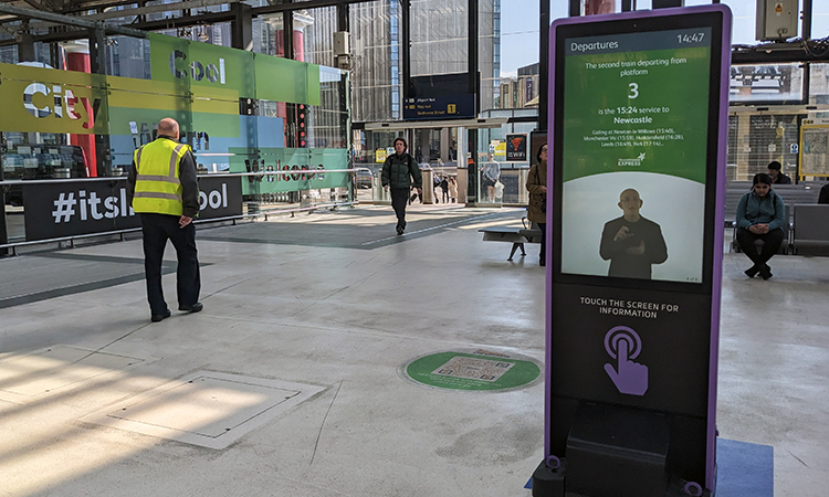 British Sign Language screen in Liverpool Lime Street