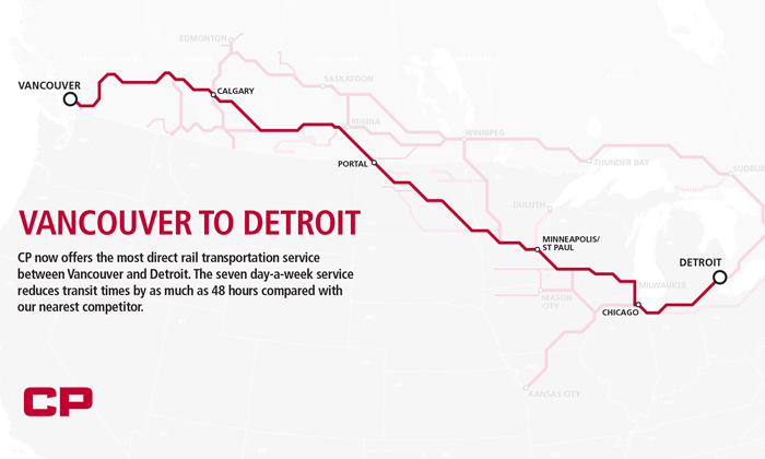 Direct rail service from Vancouver to Detroit launched