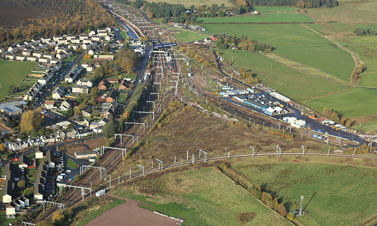 Aerial shot of Carstairs from south