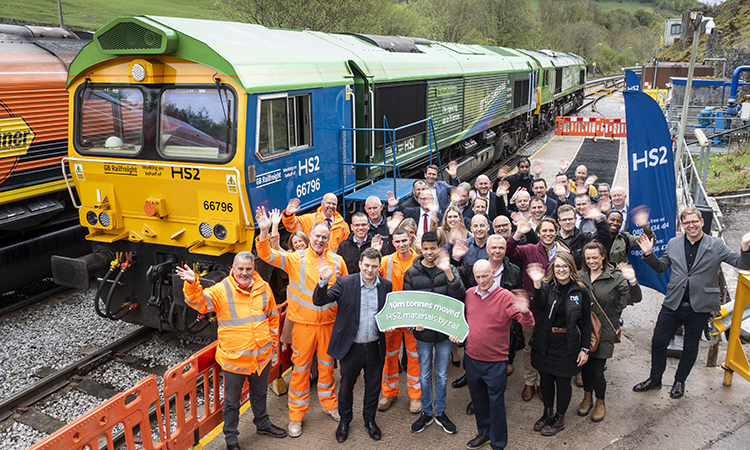 Celebrating HS2's 10 million tonnes of aggregate by rail milestone in Buxton