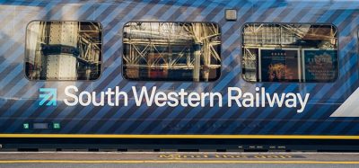 A class-444 SWR train waiting at the platform