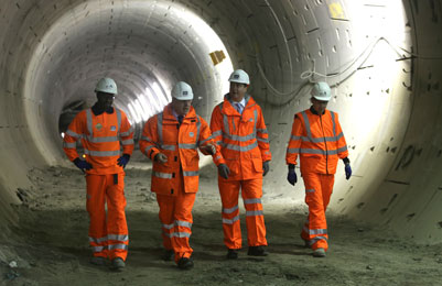 Prime Minister David Cameron, Mayor of London Boris Johnson and Crossrail Minister Stephen Hammond visiting Crossrail’s Tottenham Court Road site