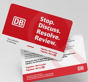 A mock up of the safety cards that DB Cargo UK will be using