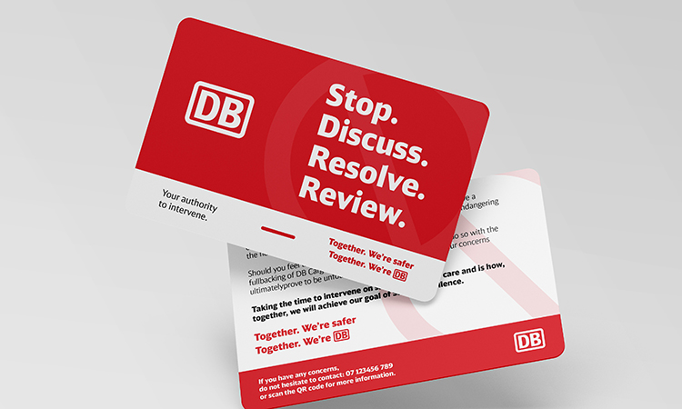 A mock up of the safety cards that DB Cargo UK will be using