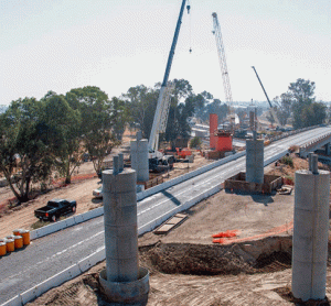 Construction crews continue building the high speed rail route across California's route 99.