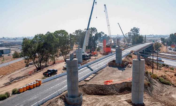 Construction crews continue building the high speed rail route across California's route 99.