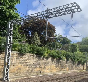 Electrification mast that will be used on the Fife Circle Line